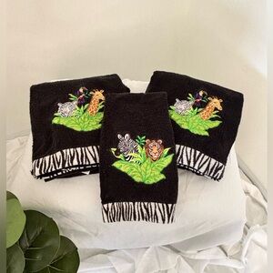 Jungle Safari Animal Towels - Black